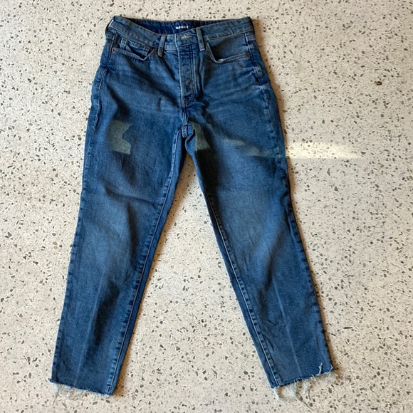 JEANS Women’s Size 6 High Rise OG Straight Dark Wash Unfinished Hem - Picture 1 of 2